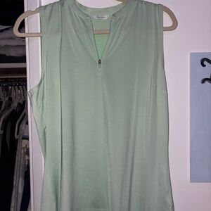 Lady Hagen Light Green Zip-Front Tank Top